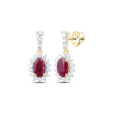 1/2CTW-DIA NK 6X4 MM RUBY-OVAL NAT GEM DANGLING EARRING